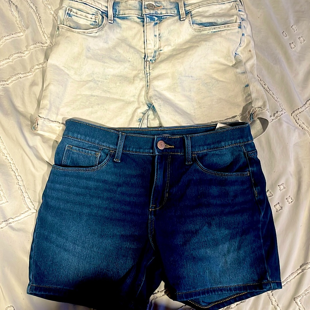 Old Navy: pair of white and blue jean shorts